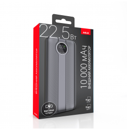 Внешний аккумулятор Akai BE-10004 PD, 10 000 mAh, QC+PD, 22,5Вт, черный