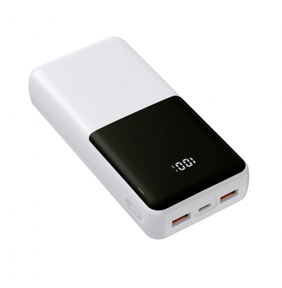 Внешний аккумулятор Akai BE-20008PD, 20000 мАч,22.5Вт, QC/PD, 2xUSB/Type C, дисплей, белый