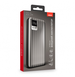 Внешний аккумулятор Akai BE-20016 PD, 20000 мАч,22.5Вт, QC/PD, 2xUSB/Type C/microUSB, дисплей,черный