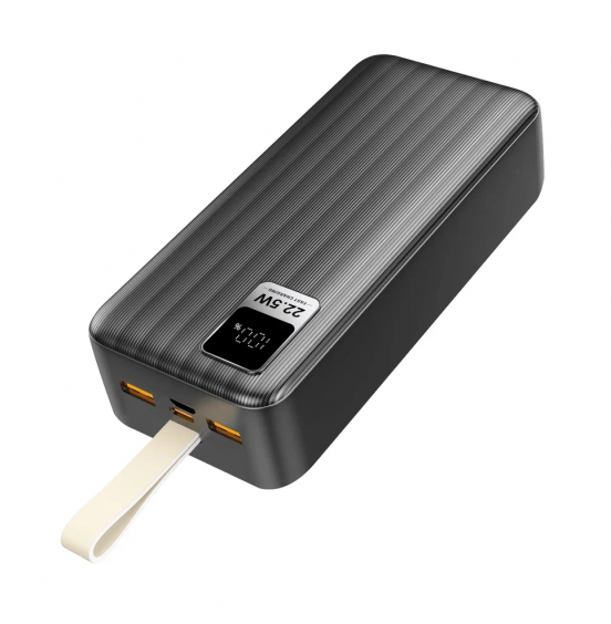 Внешний аккумулятор Akai BE-30020 PD, 30000 мАч,22.5Вт, QC/PD, 2xUSB/Type C/microUSB, дисплей, черный