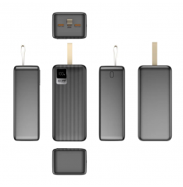 Внешний аккумулятор Akai BE-40016 PD, 40000 мАч,22.5Вт, QC/PD, 2xUSB/Type C/microUSB, дисплей,черный