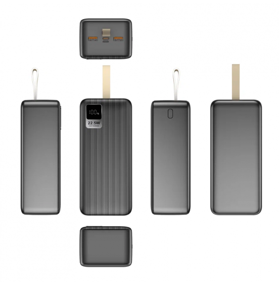 Внешний аккумулятор Akai BE-40016 PD, 40000 мАч,22.5Вт, QC/PD, 2xUSB/Type C/microUSB, дисплей,черный