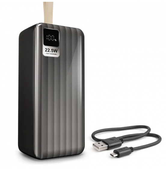 Внешний аккумулятор Akai BE-40016 PD, 40000 мАч,22.5Вт, QC/PD, 2xUSB/Type C/microUSB, дисплей,черный