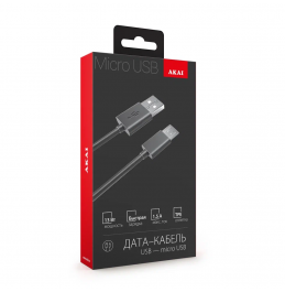 Дата-кабель AKAI CE-453B, microUSB, 1м, 1,5А, черный