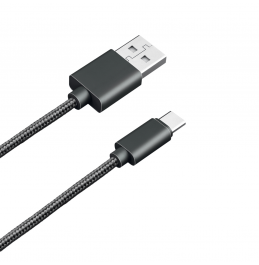 Дата-кабель AKAI CE-463B, Type C, 1м, 2,1А, нейлон, черный