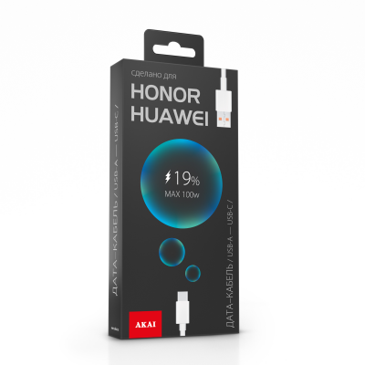 Дата-кабель AKAI CE-471 (Honor/Huawei) USB-A-Type C 1 метр, белый