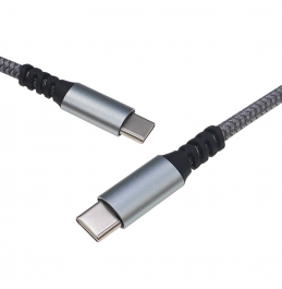 Дата-кабель Akai CE-474 Type C - Type C, 1м, 60Вт, текстиль, серый