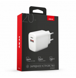 СЗУ AKAI CH-6A14 универсальное PD20W + QC3.0 18W, 1xType C, 1xUSB A белый
