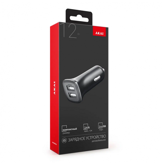 АЗУ Akai CH-6D04 универсальное, 2 USB A, 2.4А, черный