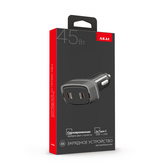 АЗУ Akai CH-6D20 45 Вт (25Вт+20Вт)PD, 2-Type C, черный