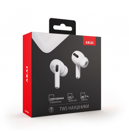 Беспроводные наушники TWS Akai HD-224, Bluetooth V5.1, белый