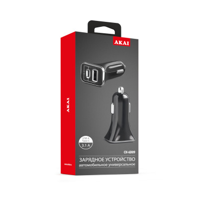 Зарядное устройство автомобильное Akai CH-6D09B/W